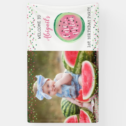 Meisjes Eén in een Melon 1e verjaardag Welkom Spandoek (Verticaal)