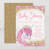 Meisjes Eenhoorn Baby Douche Uitnodigingen (Voorkant / Achterkant)