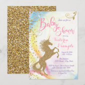 Meisjes Eenhoorn Baby Douche Uitnodigingen (Voorkant / Achterkant)
