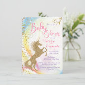 Meisjes Eenhoorn Baby Douche Uitnodigingen (Staand voorkant)