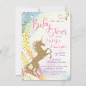 Meisjes Eenhoorn Baby Douche Uitnodigingen (Voorkant)