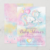 Meisjes Eenhoorn Baby Douche Uitnodigingen (Voorkant / Achterkant)