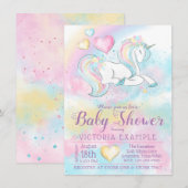 Meisjes eenhoorn babyshower uitnodigingen (Voorkant / Achterkant)