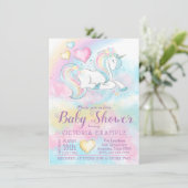 Meisjes eenhoorn babyshower uitnodigingen (Staand voorkant)