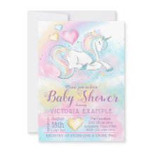 Meisjes eenhoorn babyshower uitnodigingen