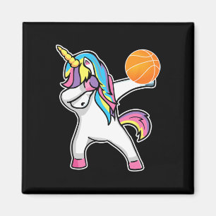 Meisjes Eenhoorn Dabbing Basketbal Speler Fun Ball Magneet