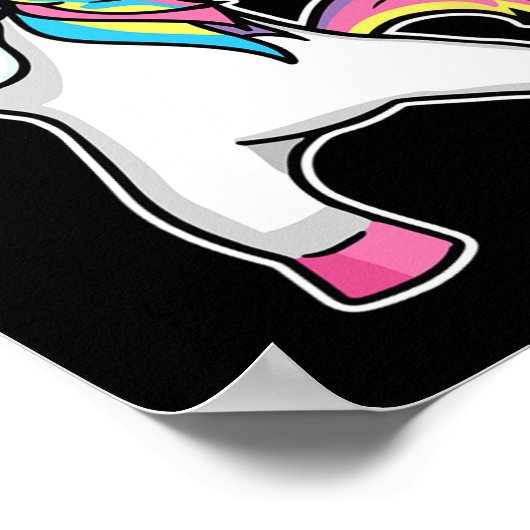 Meisjes Eenhoorn Dabbing Basketbal Speler Fun Ball Poster (Hoek)