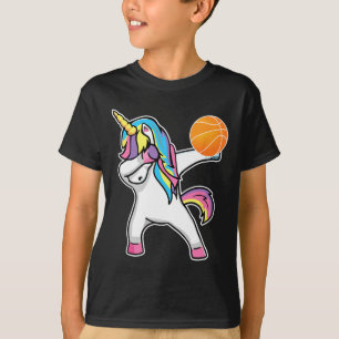 Meisjes Eenhoorn Dabbing Basketbal Speler Fun Ball T-shirt