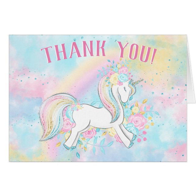 Meisjes Eenhoorn Dank u Kaarten (Voorkant Horizontaal)