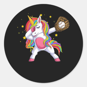 Meisjes Eenhoorn Dansende Dabbing Softbal Kleding  Ronde Sticker