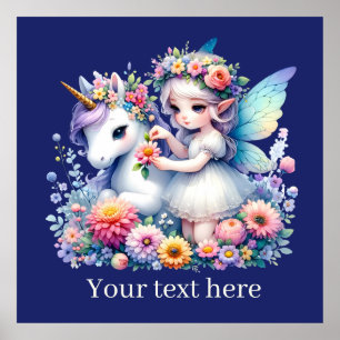 meisjes eenhoorn Fairy fantasie voeg bericht toe Poster