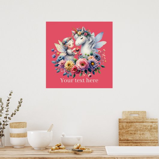 meisjes eenhoorn Fairy fantasie voeg bericht toe Poster (Keuken)