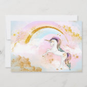 Meisjes Eenhoorn Foto Verjaardagsfeestje Uitnodigi Kaart (Achterkant)