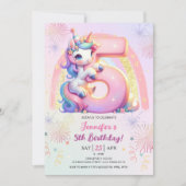 Meisjes Eenhoorn Magische Regenboog 5e Verjaardags Kaart (Voorkant)