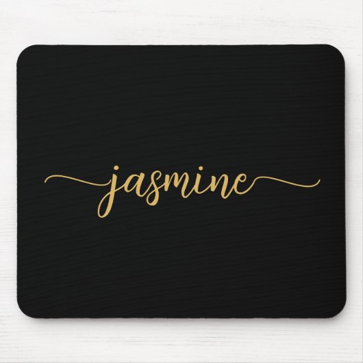 Meisjes Eenvoudig zwart Gold-gepersonaliseerd mono Muismat (Voorkant)