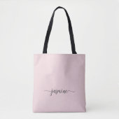 Meisjes Eenvoudige Blush Roze Gepersonaliseerde Mo Tote Bag (Voorkant)
