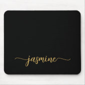 Meisjes Eenvoudige Zwarte Aangepaste Monogram Naam Muismat (Voorkant)