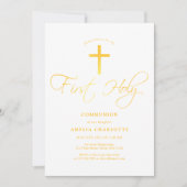 Meisjes Eerste Communie Wit en Geel Kaart (Voorkant)