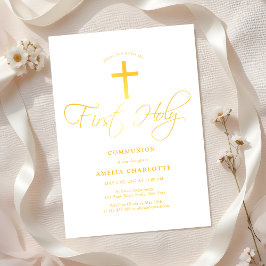 Meisjes Eerste Communie Wit en Geel Kaart