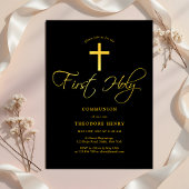 Meisjes Eerste Communie Zwart en Goud Kaart