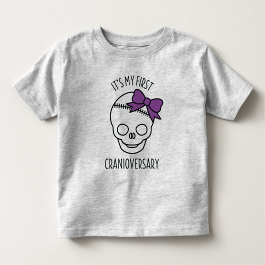 Meisjes Eerste Cranioversary Schedel met Boog Kinder Shirts (Voorkant)