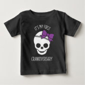 Meisjes Eerste Cranioversary Skull met Bow Baby T- (Voorkant)