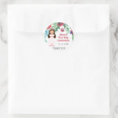 Meisjes Eerste Heilige Communie Bloemen Ronde Sticker (Tas)