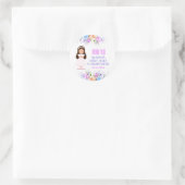 Meisjes Eerste Heilige Communie Bloemen Ronde Sticker (Tas)