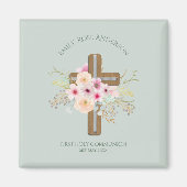 Meisjes Eerste Heilige Communie Floral Cross Geper Magneet (Voorkant)