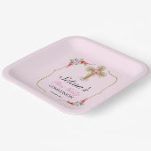 Meisjes Eerste Heilige Communie  Floral Papieren Bordje (Gebogen)