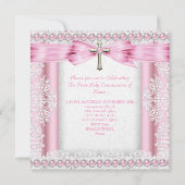 Meisjes Eerste Heilige Communie Kruis Roze Kaart (Achterkant)
