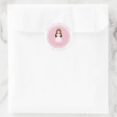 Meisjes Eerste Heilige Communie Roze Harten Ronde Sticker (Tas)