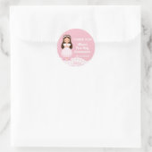 Meisjes Eerste Heilige Communie Roze Kant Ronde Sticker (Tas)
