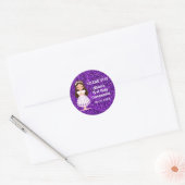 Meisjes Eerste Heilige Communie Schattigee Paarse Ronde Sticker (Envelop)