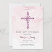 Meisjes Eerste Heilige Communie Uitnodiging, Water Kaart (Voorkant)