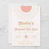 Meisjes eerste reis rond de zonuitnodiging kaart (Voorkant)