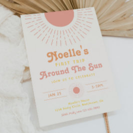 Meisjes eerste reis rond de zonuitnodiging kaart