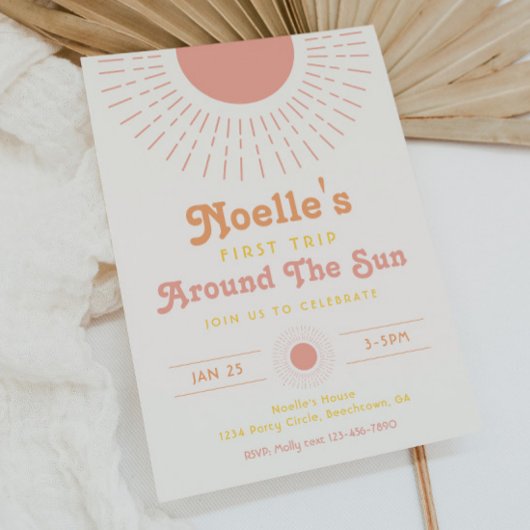 Meisjes eerste reis rond de zonuitnodiging kaart
