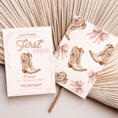 Meisjes eerste Rodeo 1e verjaardag Cowgirl Uitnodi Kaart