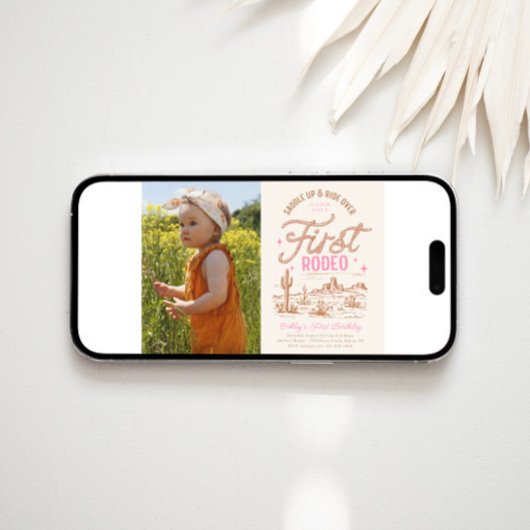 Meisje's eerste Rodeo foto Verjaardag uitnodiging