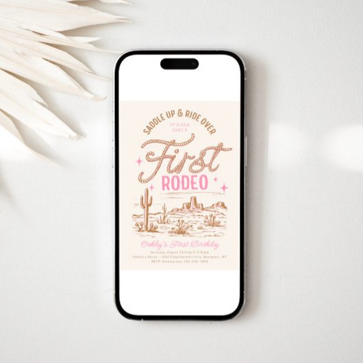 Meisjes eerste Rodeo verjaardagsuitnodiging Kaart