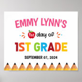 Meisjes eerste schooldag 1e klas poster (Voorkant)