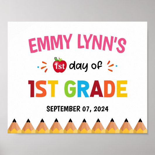 Meisjes eerste schooldag 1e klas poster (Voorkant)