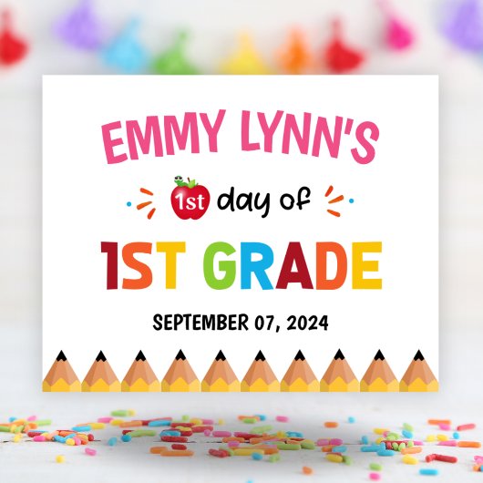 Meisjes eerste schooldag 1e klas poster