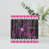 Meisjes eerste verjaardag feest kaart (Staand voorkant)