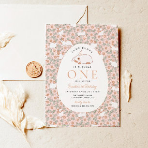 Meisjes eerste verjaardag paashaas kaart