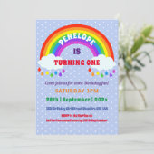 Meisjes eerste verjaardag Schattigee regenboog Kaart (Staand voorkant)