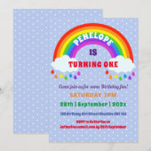 Meisjes eerste verjaardag Schattigee regenboog Kaart (Voorkant / Achterkant)