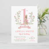 Meisjes eerste verjaardag uitnodigen, Peter konijn Kaart (Staand voorkant)