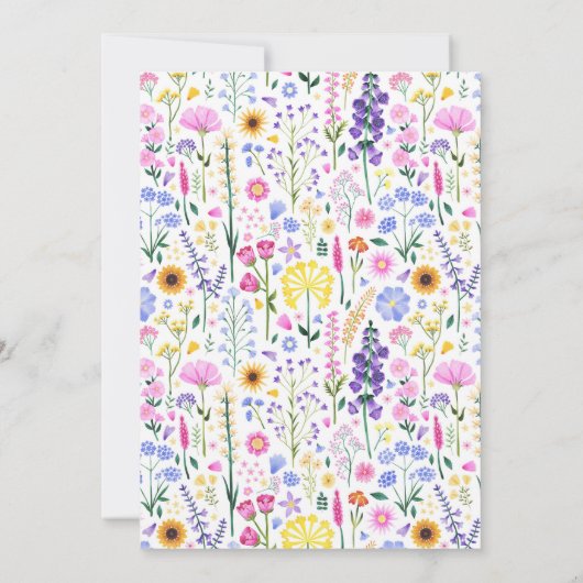 Meisje's Eerste Verjaardag Wildflower Garden Party Kaart (Achterkant)